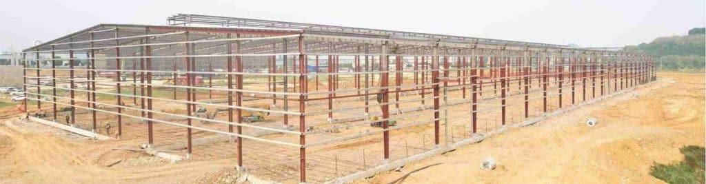 Construction Site of Portal Steel Frame Industrial Building