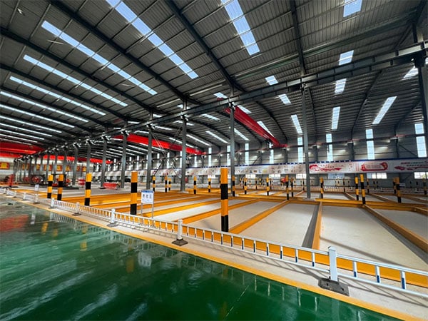 Steel bar processing workshop interior