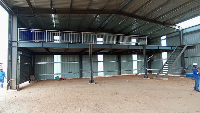 prefabricated steel warehouse with office in Mozambique