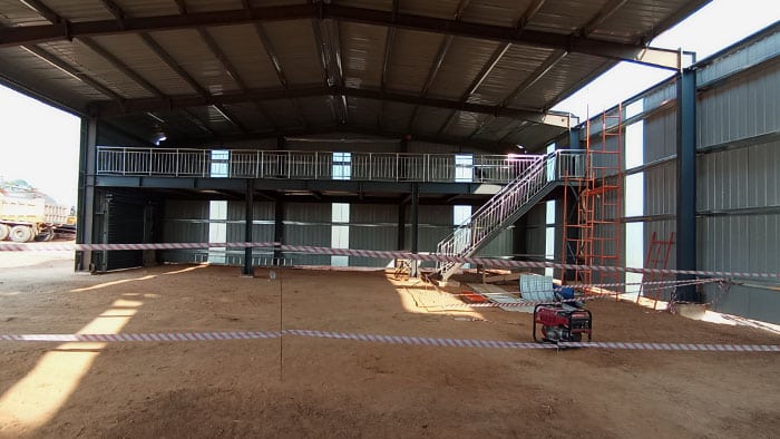 prefabricated steel warehouse with office in Mozambique